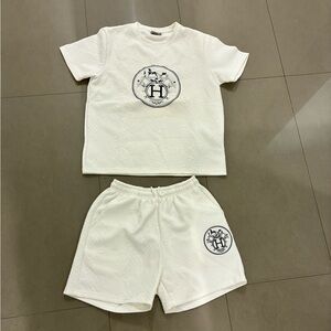 Hermes White T-Shirt and Shorts Set